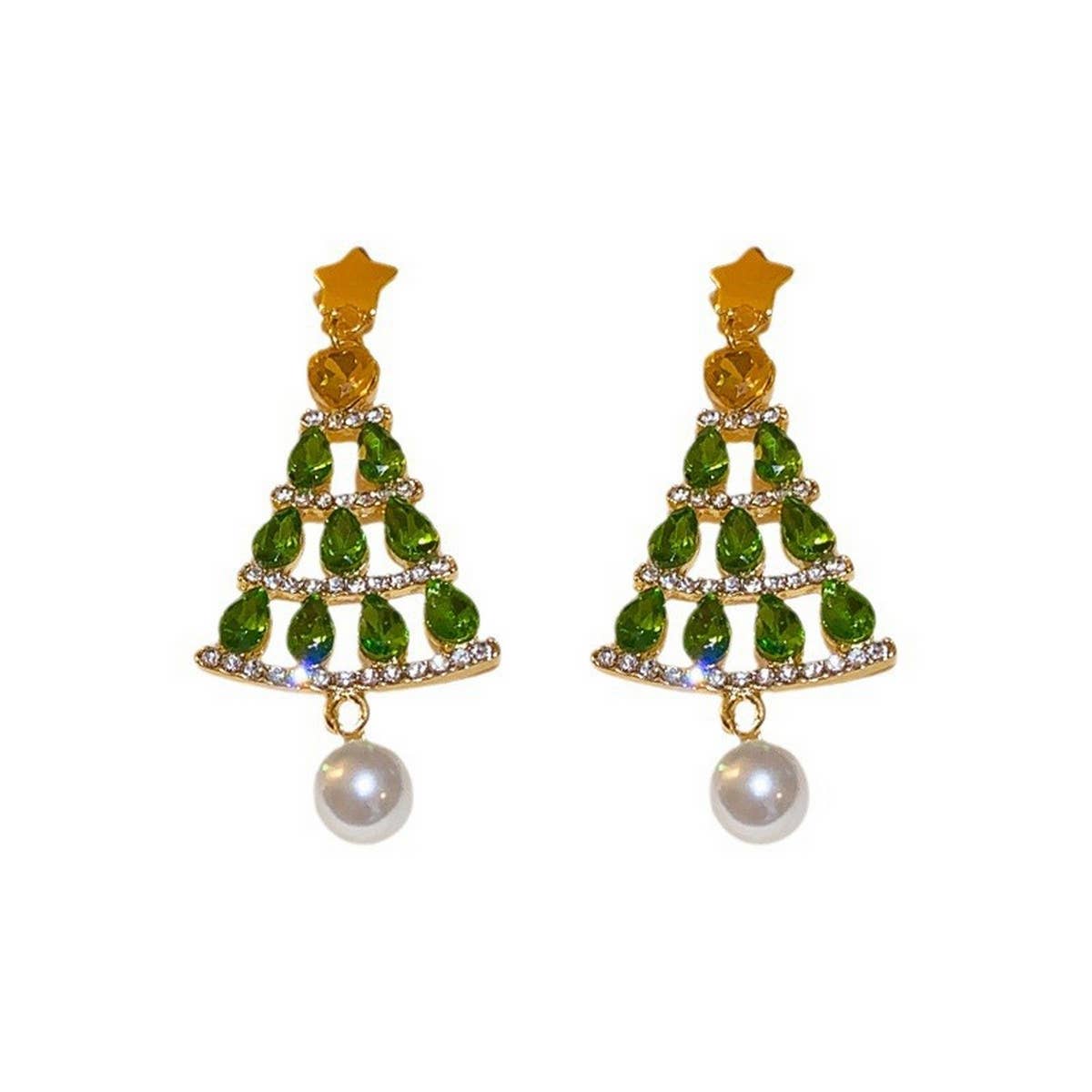 DIAMOND DEER HEAD SNOWFLAKE EARRINGS