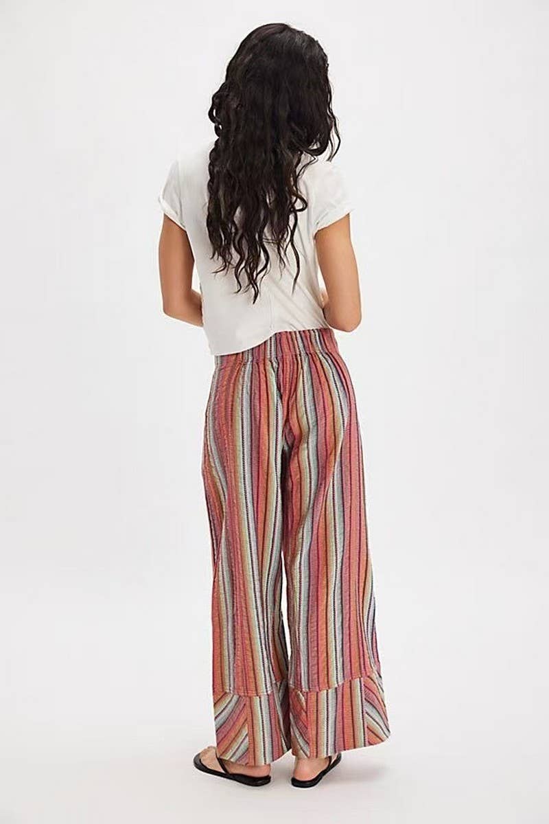 CWBLP01034_CASUAL STRIPED HIGH WAIST LOOSE PANTS