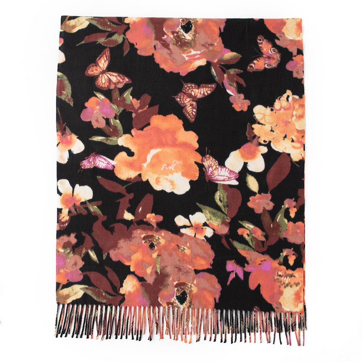 Soft Floral Tassel Scarf - Elegant Women's Wrap_CWASC0916