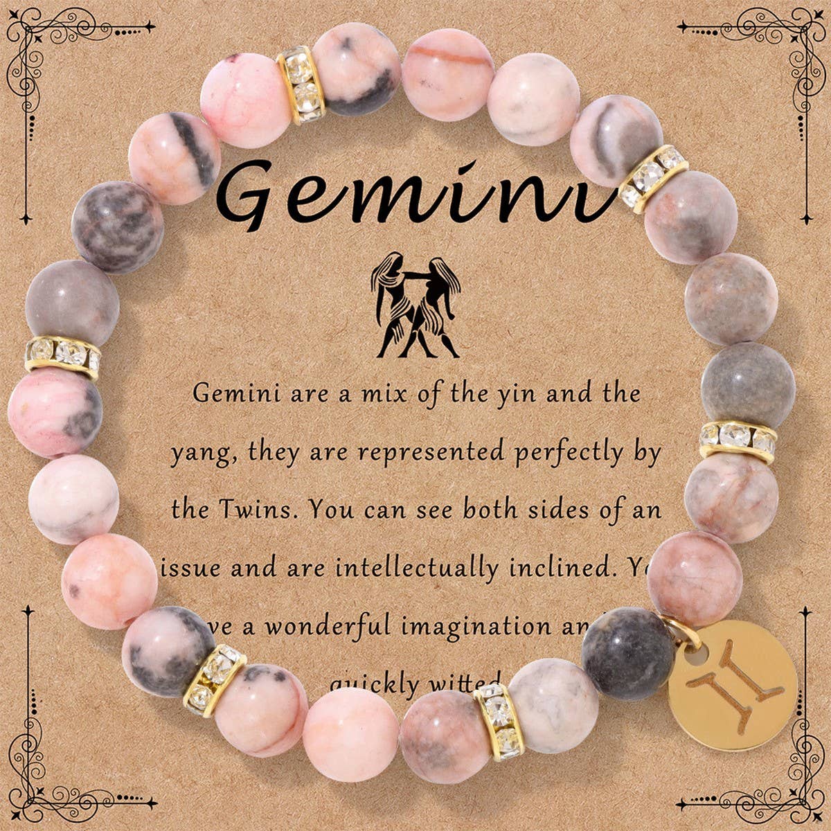 NEW ZODIAC BEADED ELASTIC ROPE BRACELET_CWAJE2096