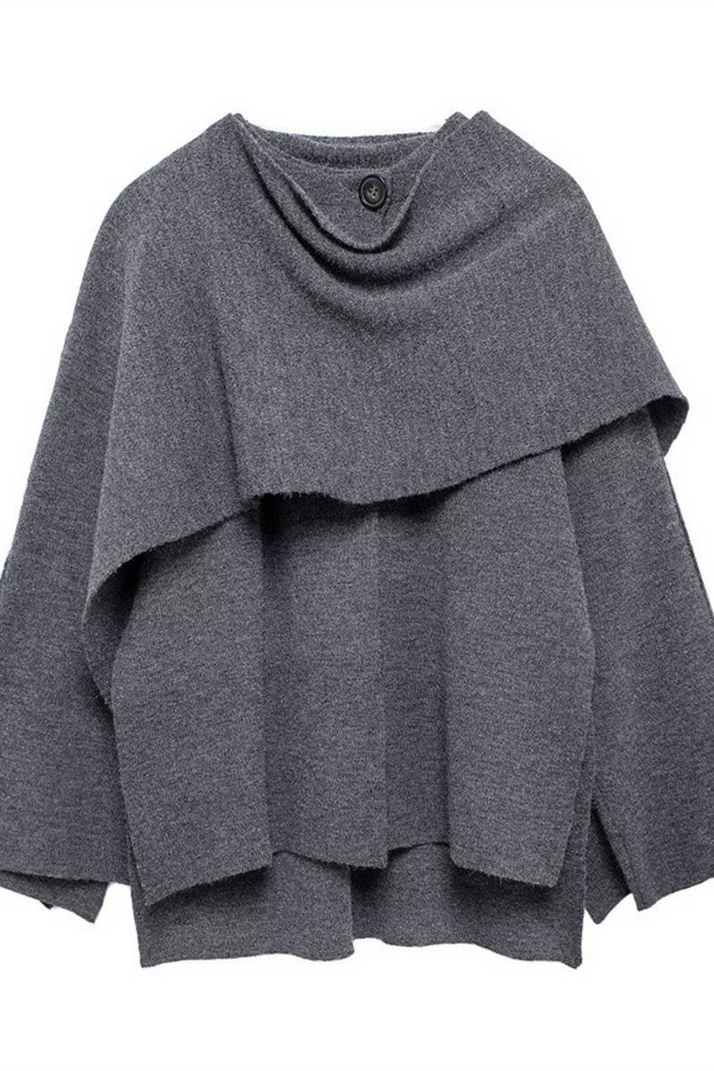 CWOCO1095_SOLID COLOR TEMPERAMENT CAPE STYLE LOOSE COAT