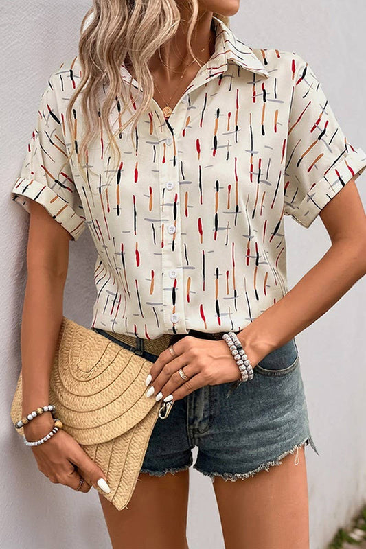 CWTSTS0516_CONTRAST LAPEL LINE PRINT SHORT SLEEVE SHIRT