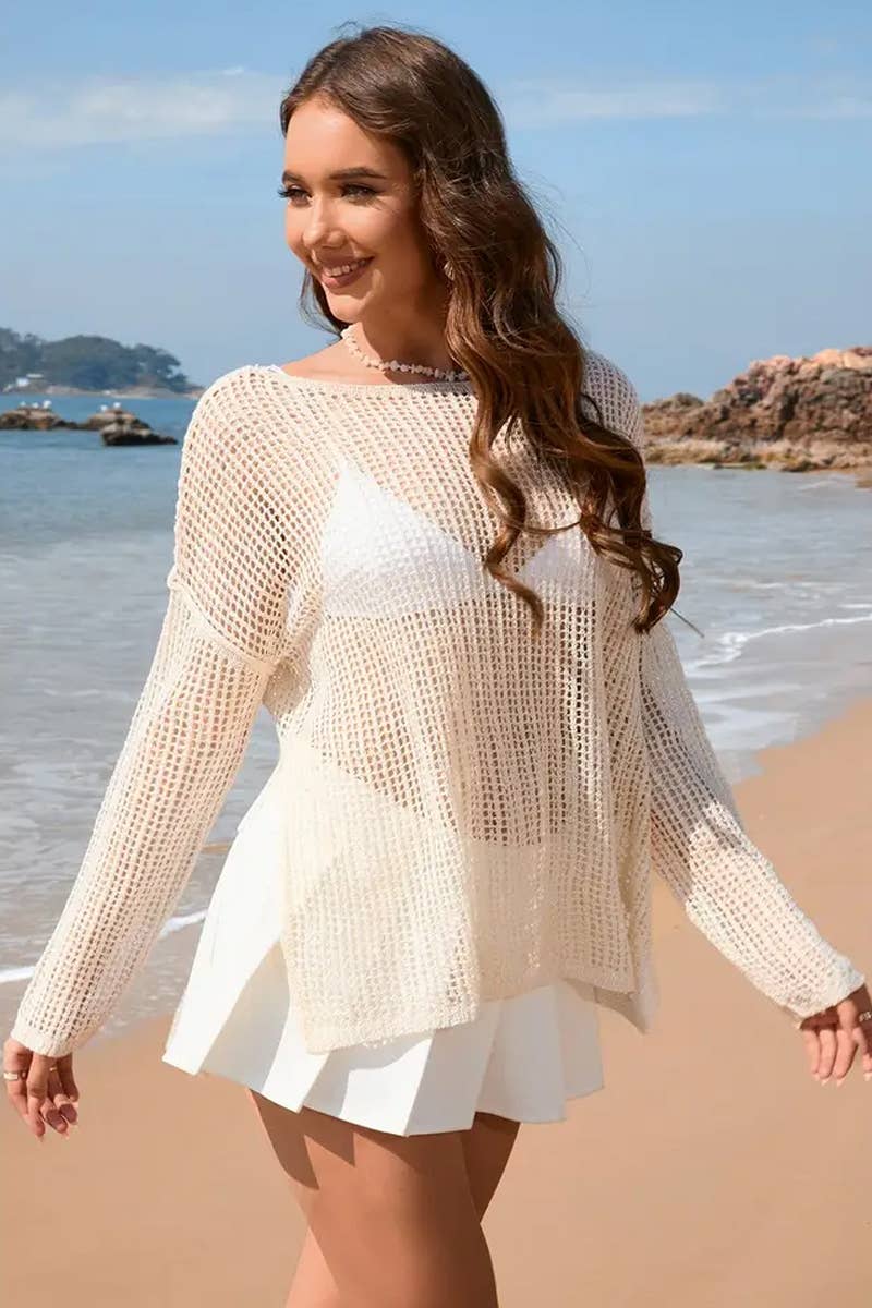 CWTTL1994_LONG SLEEVE FASHION HOLIDAY BIKINI BEACH COVER UP