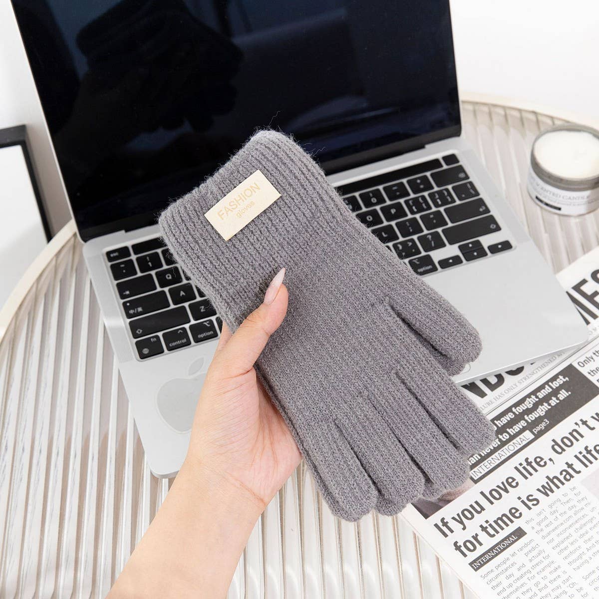 CWAG00560_WOMEN WINTER KNIT FINGERLESS TOUCHSCREEN GLOVES