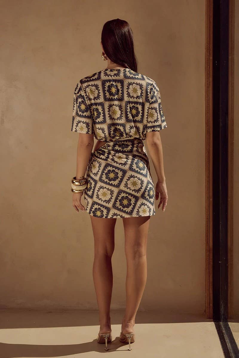 CWDSD8417_SUMMER PERSONALITY WAIST DRAWSTRING SEXY HIP DRESS