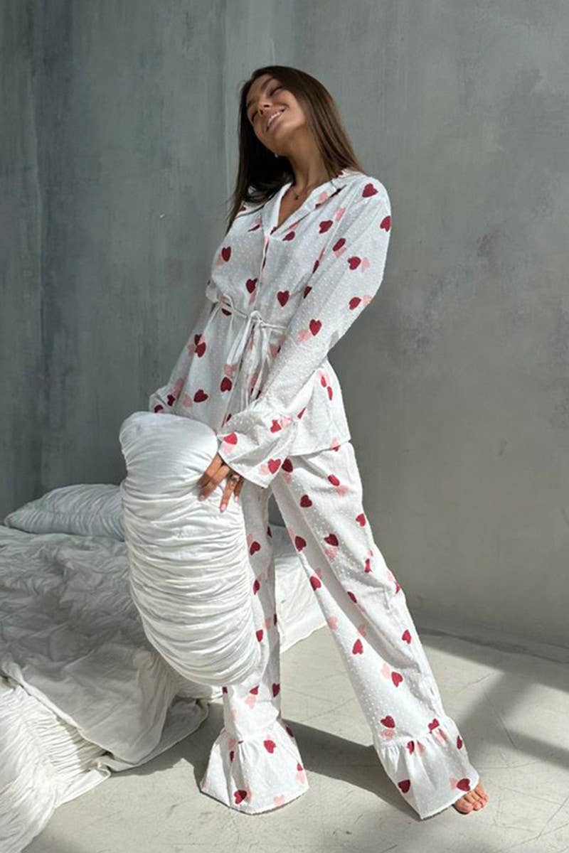 CWSPJ0230_COTTON HEART PRINTED LONG SLEEVE PAJAMA SET