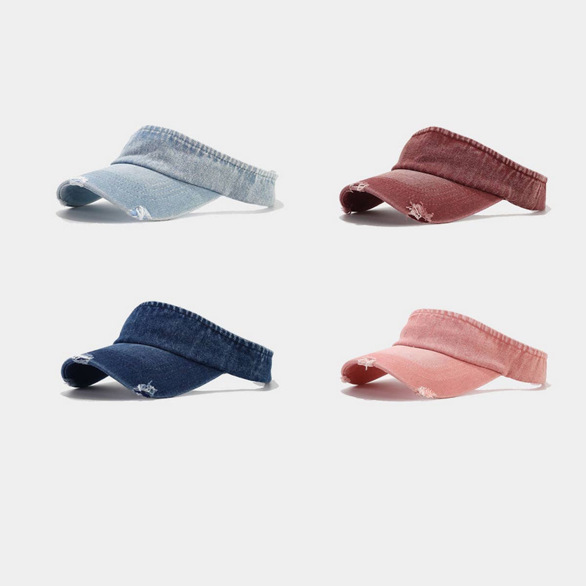 CWAH3175_OUTDOOR RIPPED DENIM TOPLESS SUN VISOR