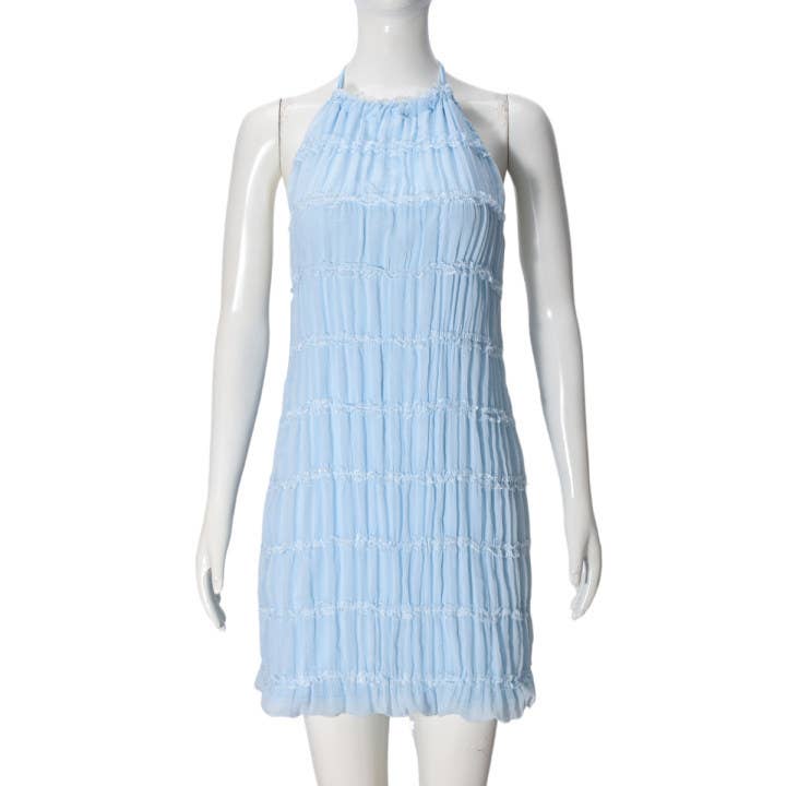 Backless pleated short, personalized dress