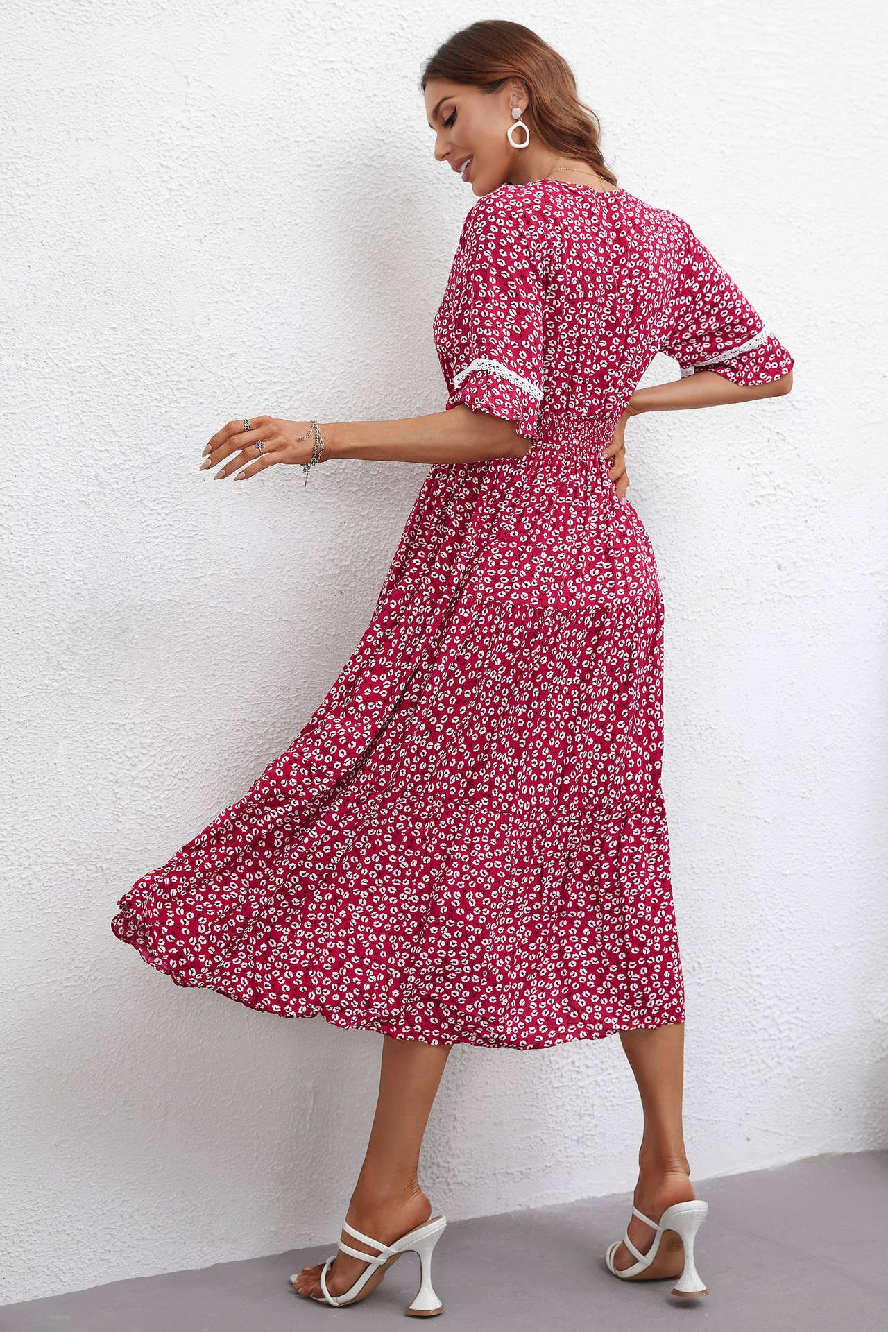 FASHION FLORAL SLIM-FIT WAIST LONG DRESS