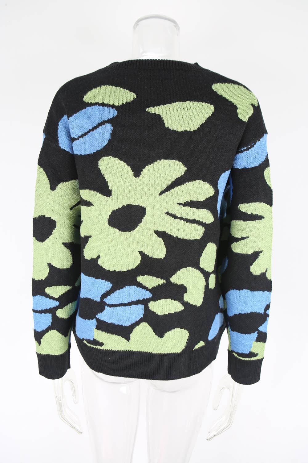 Casual versatile floral printed knitted sweater