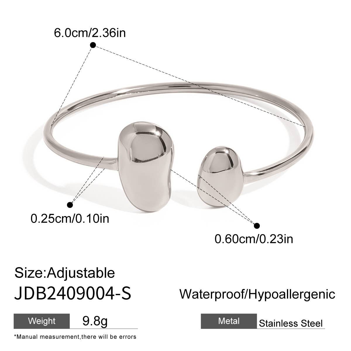 Waterdrop Cuff Bracelet & Stud Earrings Set