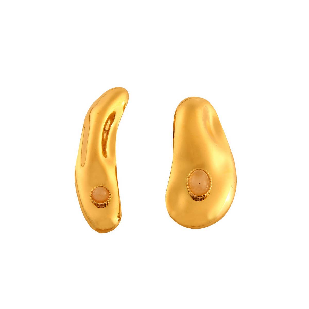Stainless Steel Irregular Natural Stone Earrings_CWMM8909