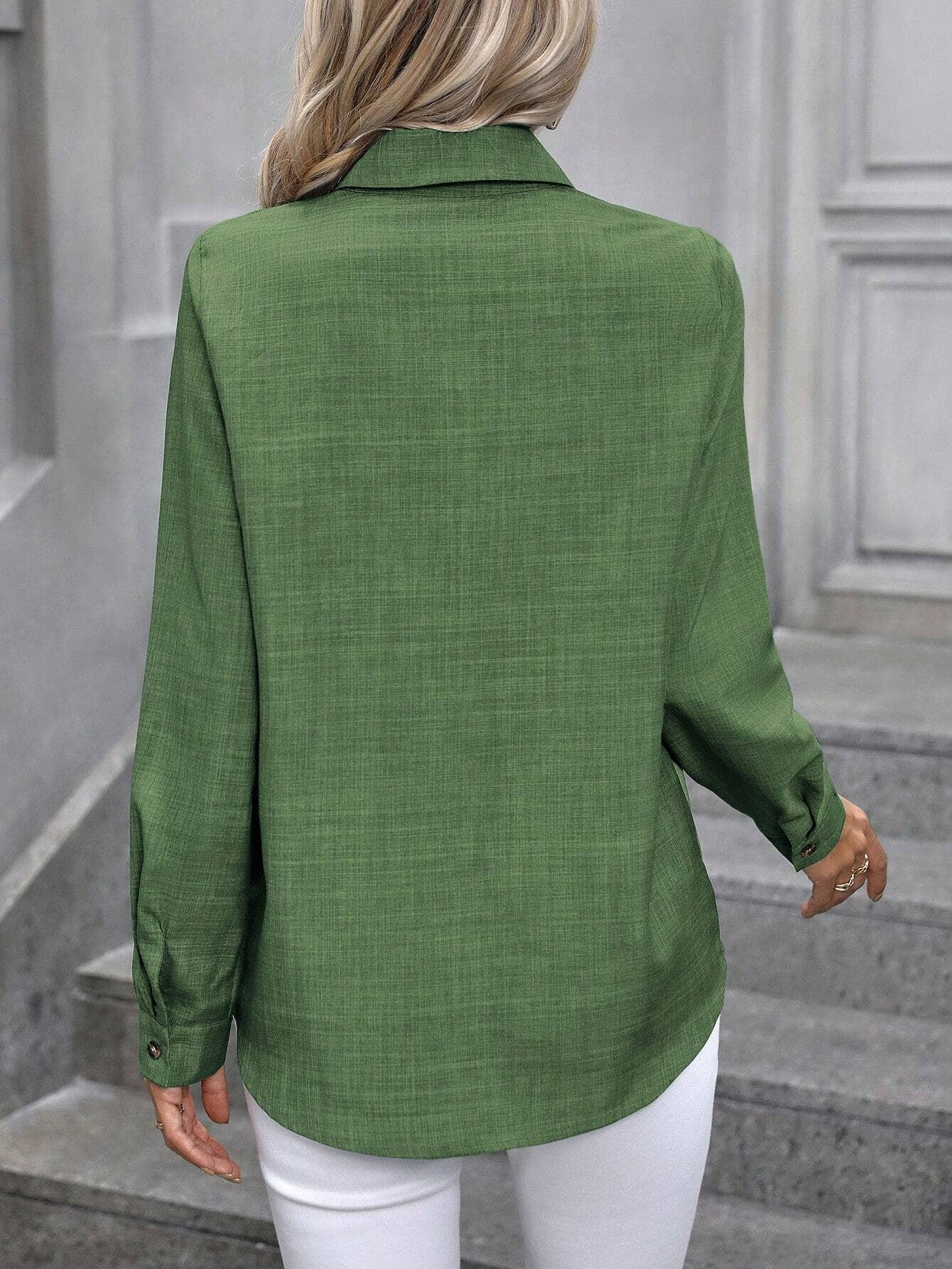 Casual single-breasted long-sleeved lapel shirt