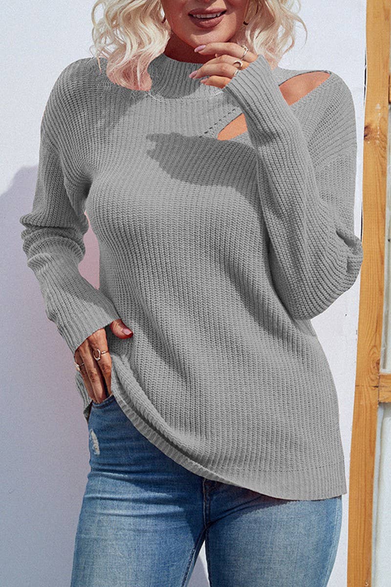 CWOSWL1735_Crew Neck Long Sleeve Pullover Sweater