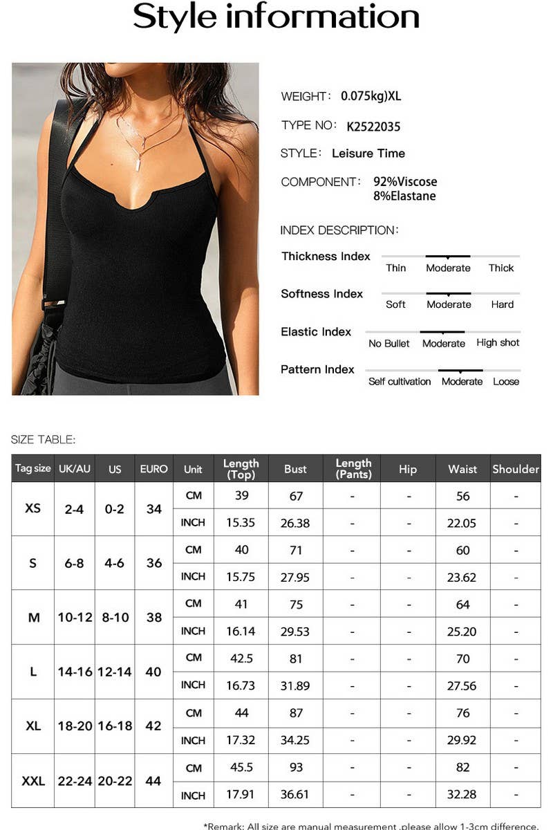 CWTTSL0388_SEXY LOW-CUT SLIM FIT SOLID COLOR RIBBED CAMISOLE