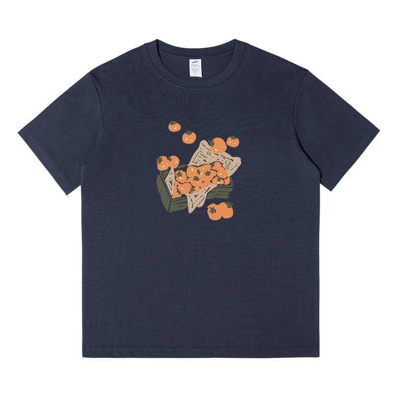 CWTTS0959_TOMATO PRINT CASUAL LOOSE SHORT SLEEVE T SHIRT