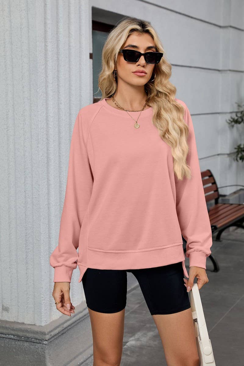 CWTBLL4018_SOLID RIBBED CREW NECK LONG SLEEVE SWEATSHIRT