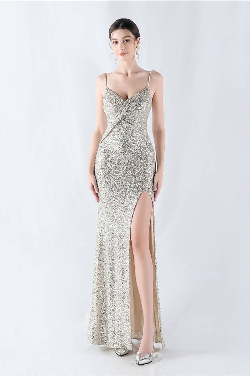 CWDMD4825_ELEGANT SEXY HIGH-SLIT SLING EVENING DRESS
