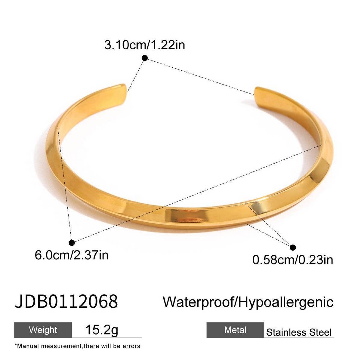 18K Gold Smooth Open Cuff in Stainless Steel_CWAJE4785