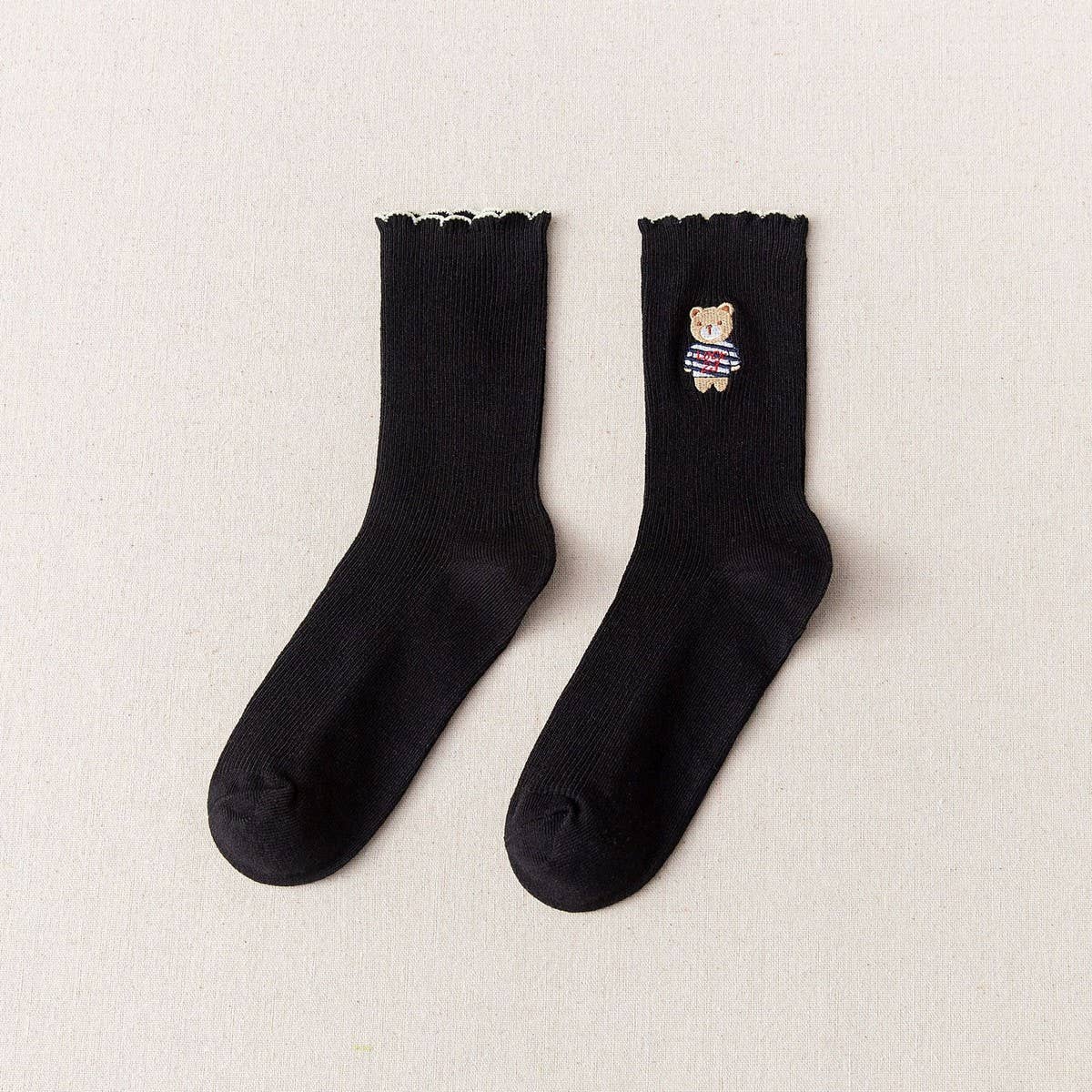 BREATHABLE AND SWEAT-ABSORBENT CARTOON BEAR SOCKS_CWMS1396