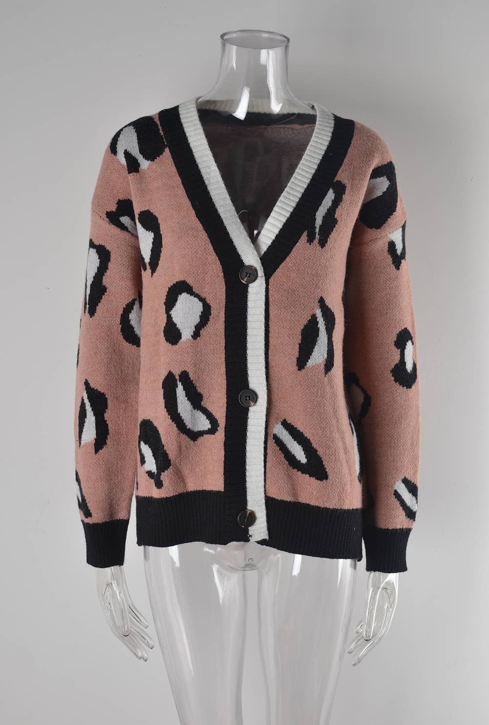 BUTTON LARGE PERSONALITY FASHION LEOPARD CARDIGAN