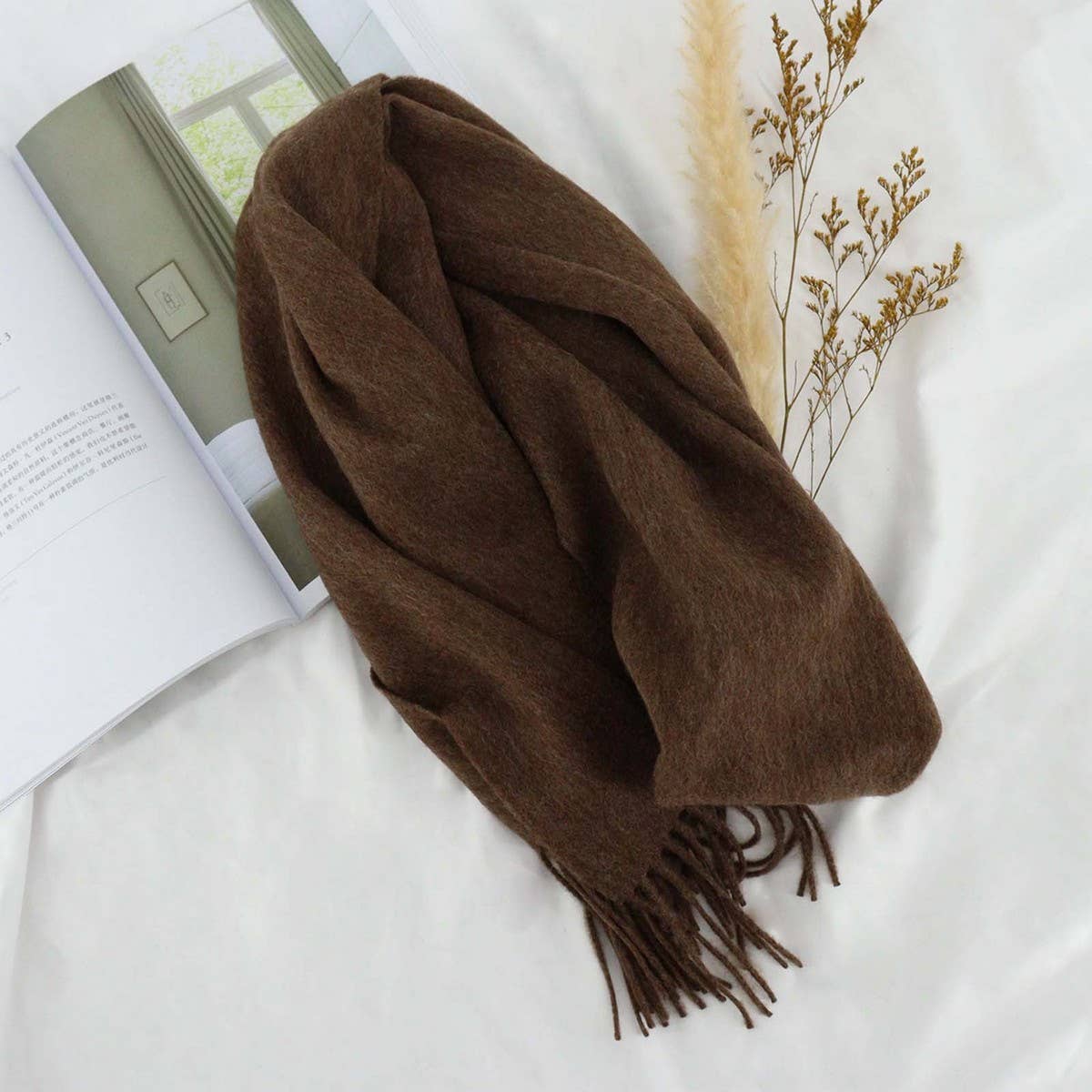 100% Wool Solid Scarf – Elegant Unisex Spring Wrap_CWASC1093
