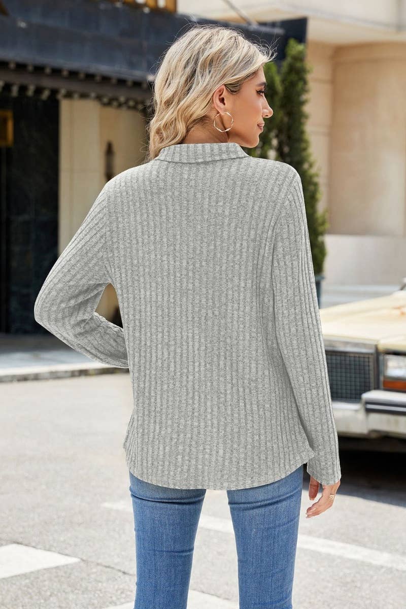 CWOSWL6560_WINTER POCKET LONG SLEEVE V-NECK SWEATER