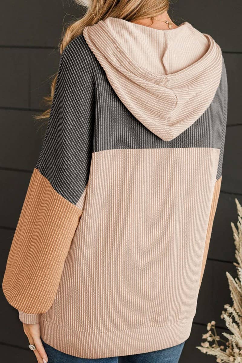 CWOHOL00597_TWIST STRIPE COLORBLOCK LONG SLEEVE HOODIE