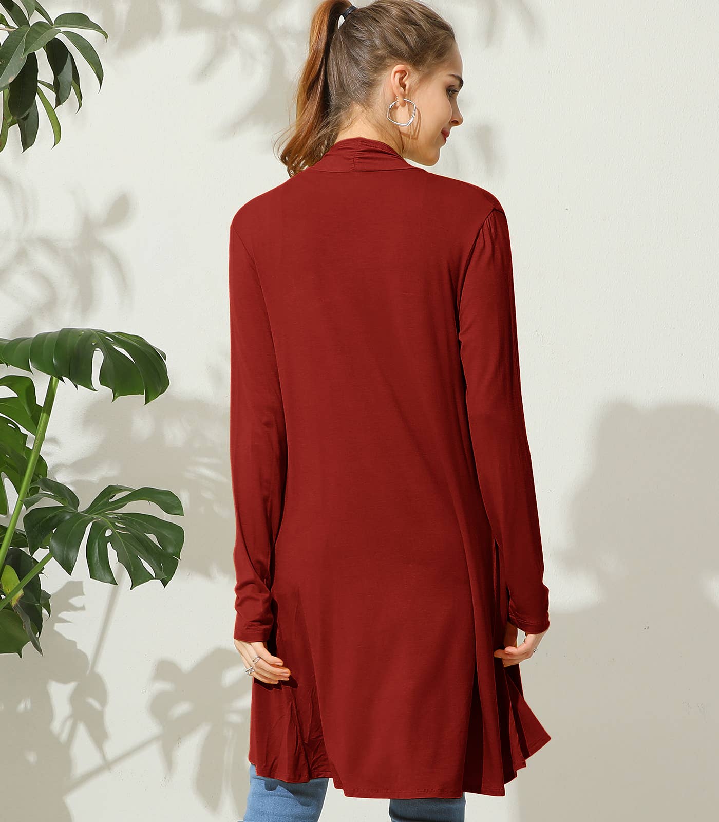 AWTL074_Long Sleeve Casual Open Front Long Cardigan