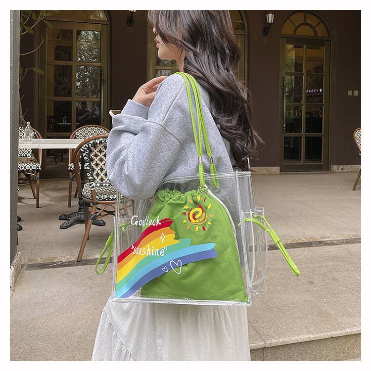 Fashionable pvc transparent jelly tote bag