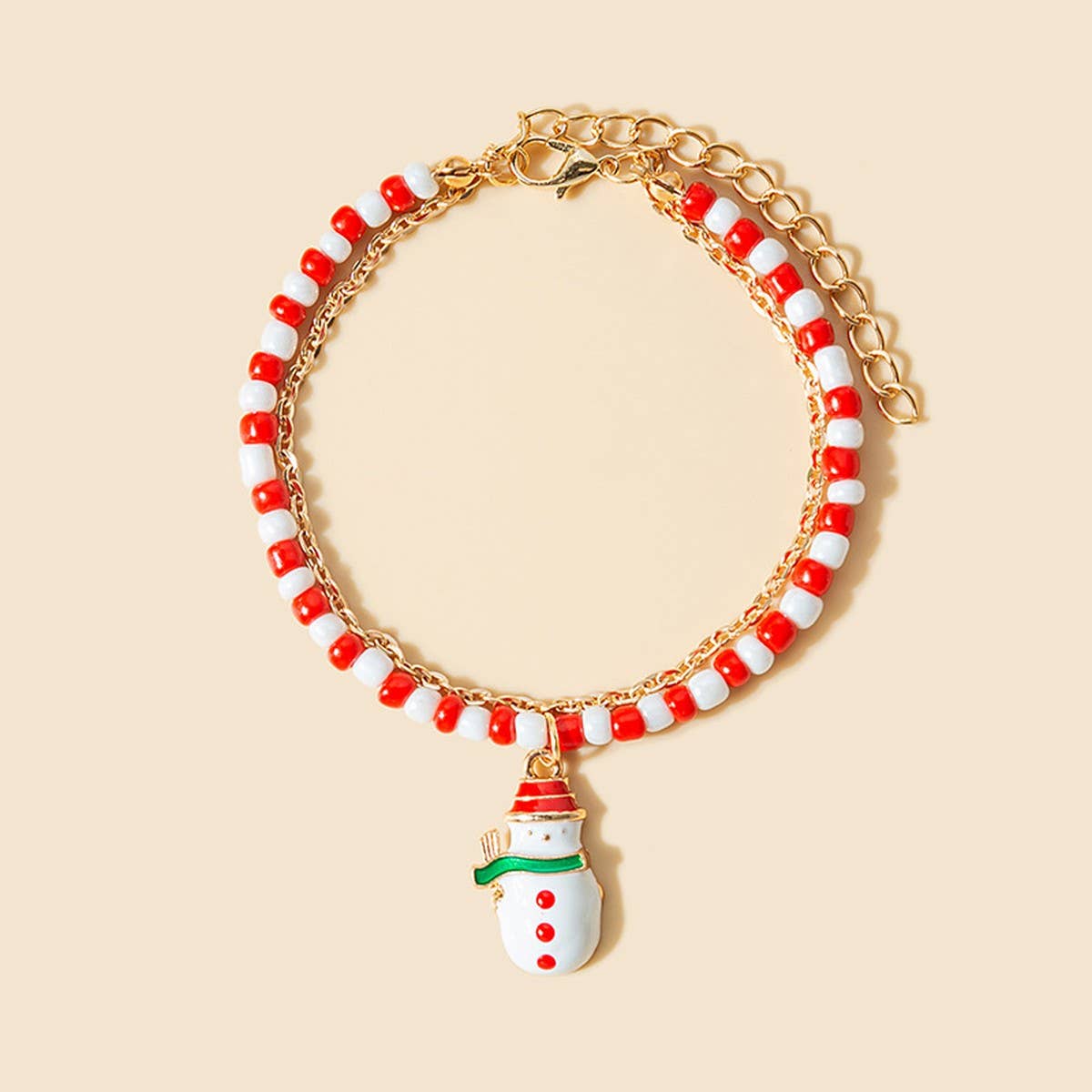 CHRISTMAS COLORBLOCK HANDMADE BEADED BRACELET