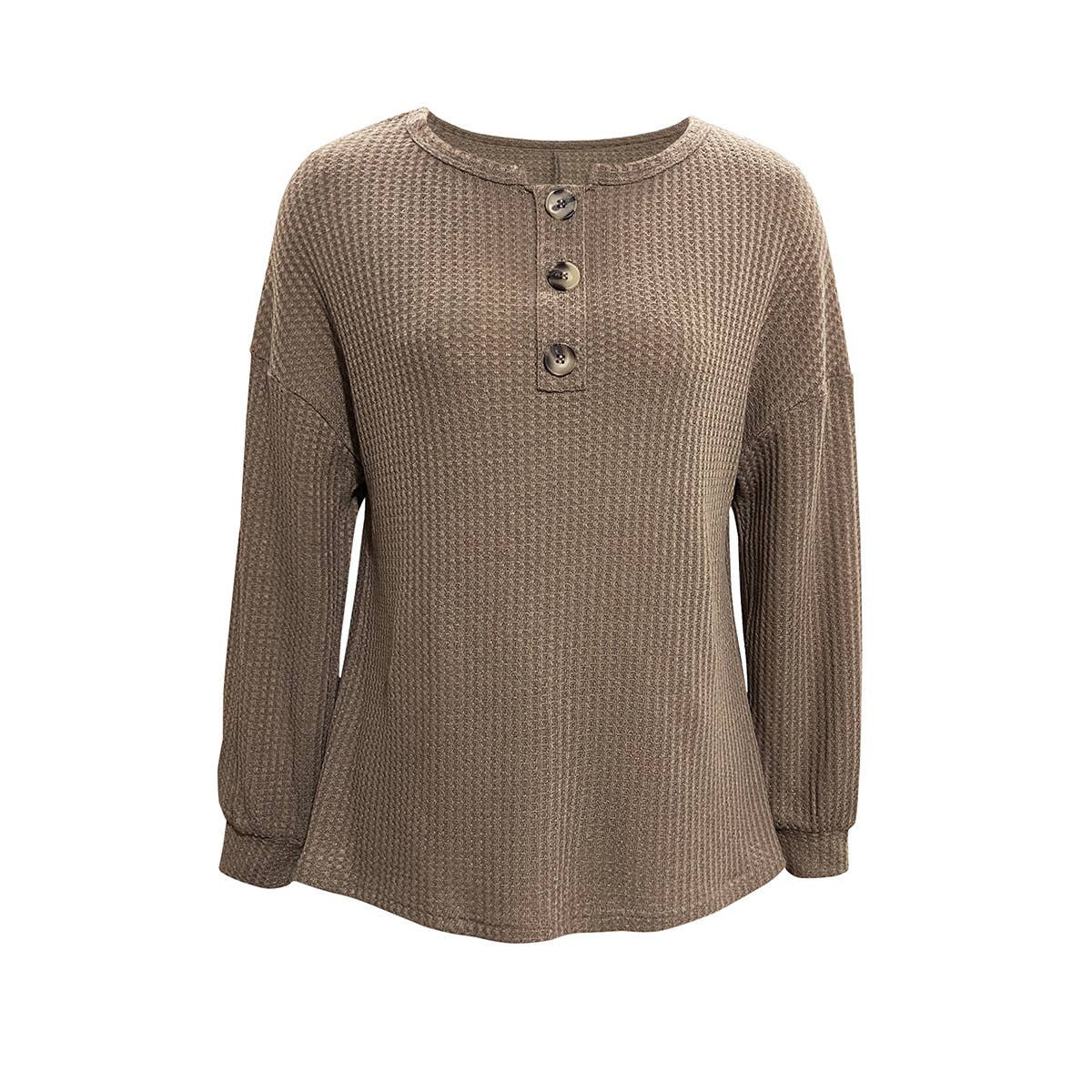 BUTTON-KNIT CASUAL FASHION CREW-NECK HOODIE