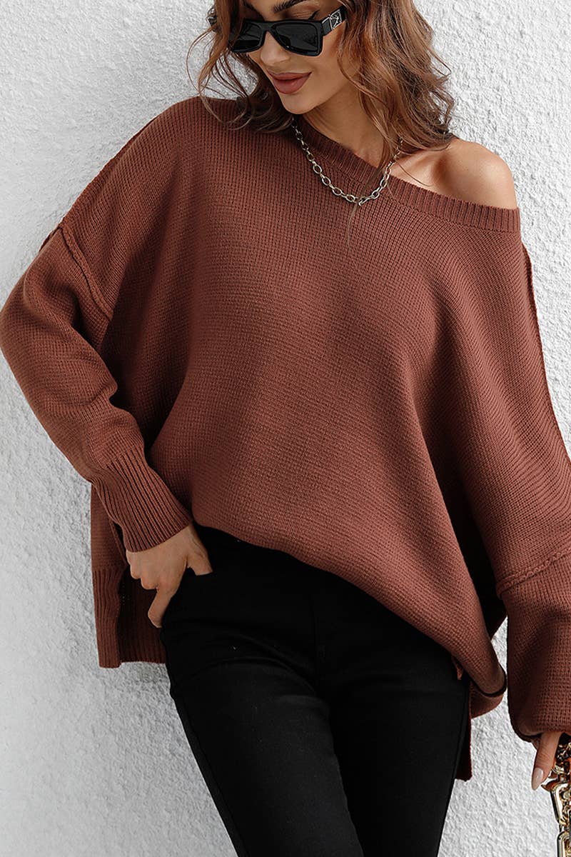 CWOSWL610 Oversized Long Sleeve Crew Neck Pullover Sweater