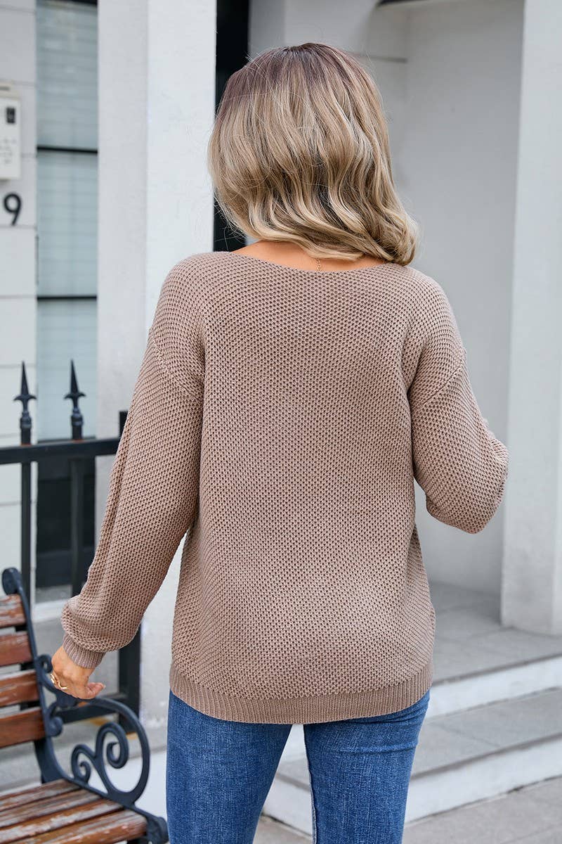 CWOSWL3112_SOLID COLOR PULLOVER POCKET KNITTED SWEATER