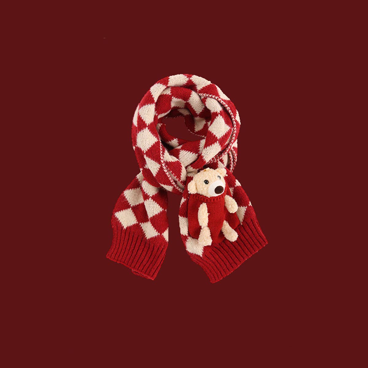 Red Knit Scarf - Cozy Winter Christmas Gift_CWASC1500
