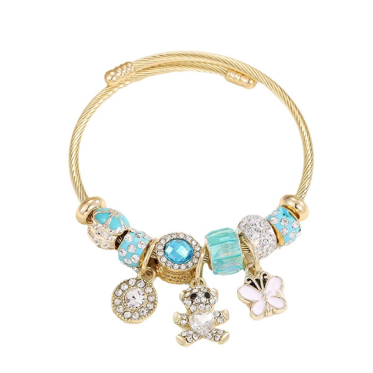 Trendy Beaded Bracelet with Bear Swan Heart