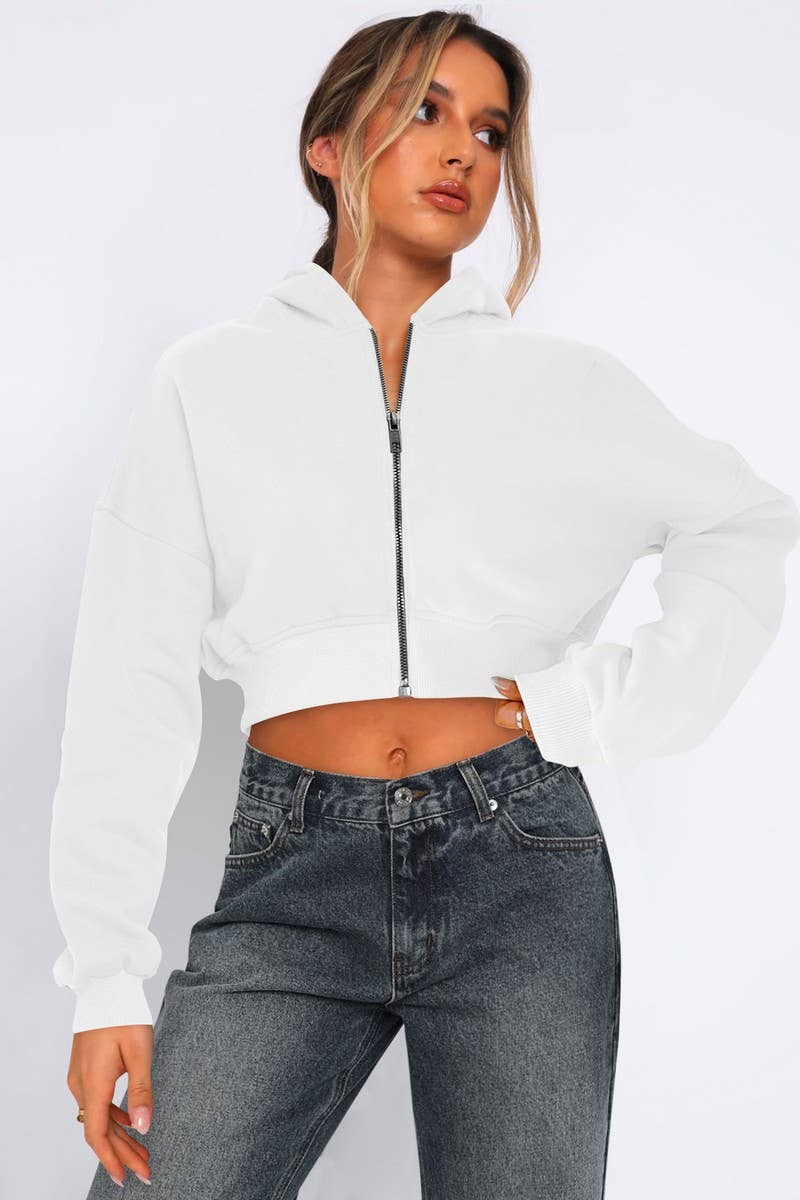 CWTBLL3986_STREET FLEECE ZIPPER CASUAL CARDIGAN HOODIE