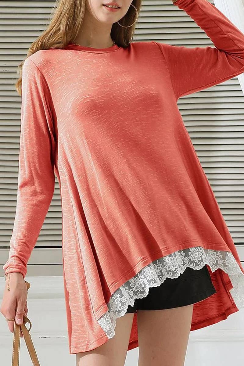 CWTTL1447_Round Neck Casual Long Sleeve Top