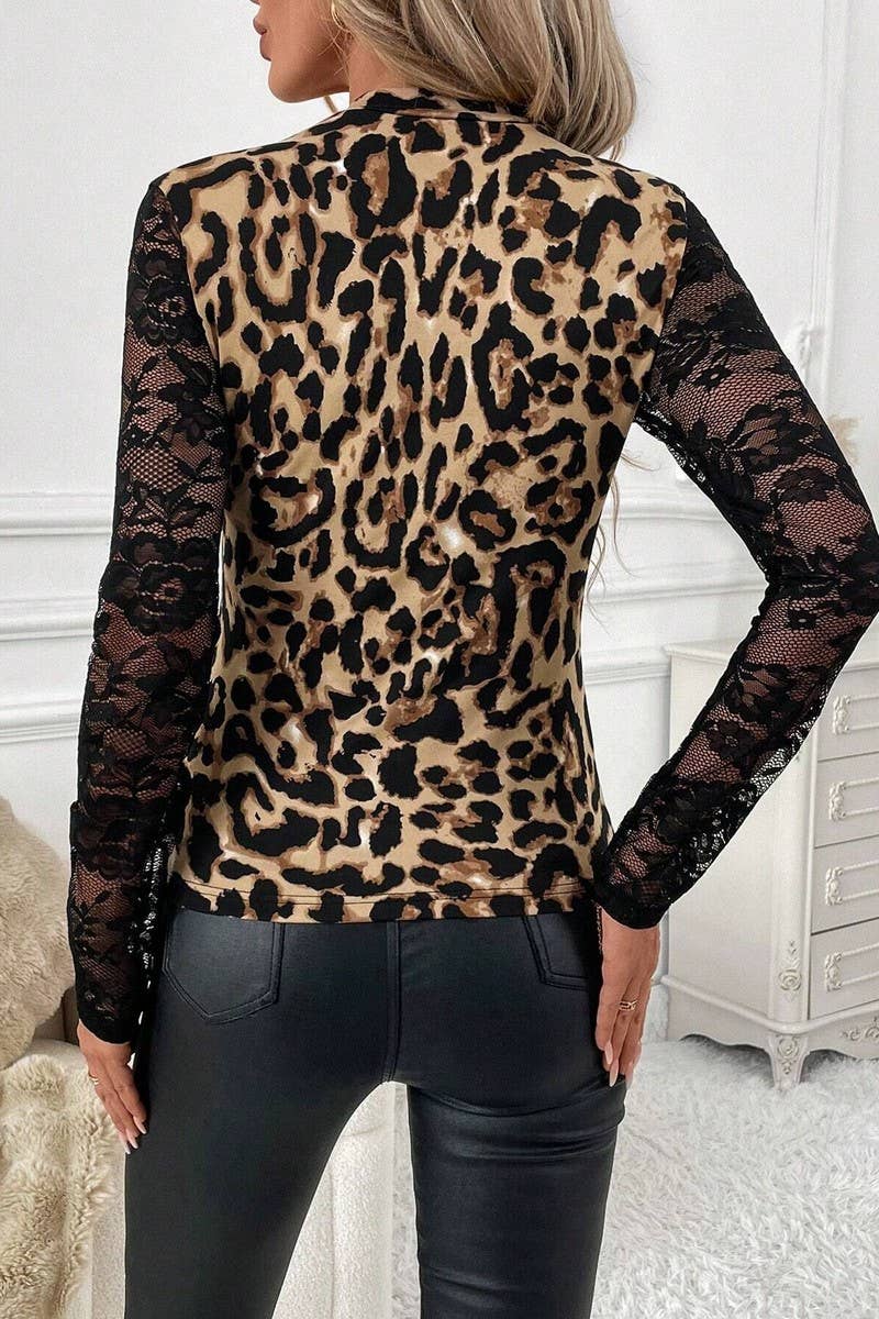 CWTBLL3508_LACE PATCHWORK LONG-SLEEVED BOTTOMING TOP