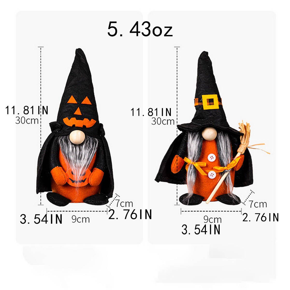 CWMM10245_HALLOWEEN WITCH GNOME PUMPKIN BROOM HOME DECOR