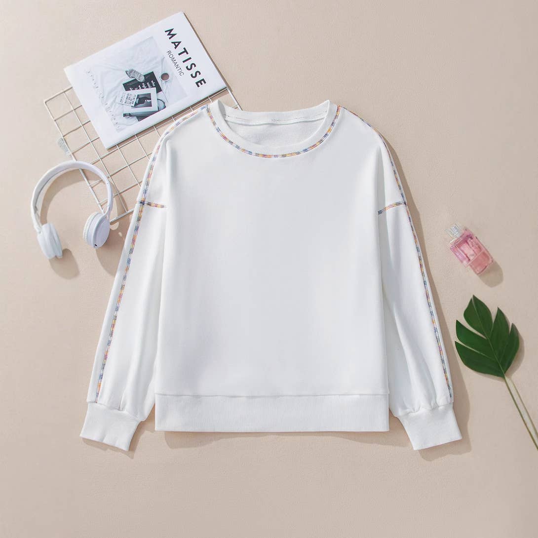 CASUAL STYLE PULLOVER WITH COLOR TRIM HOODIE