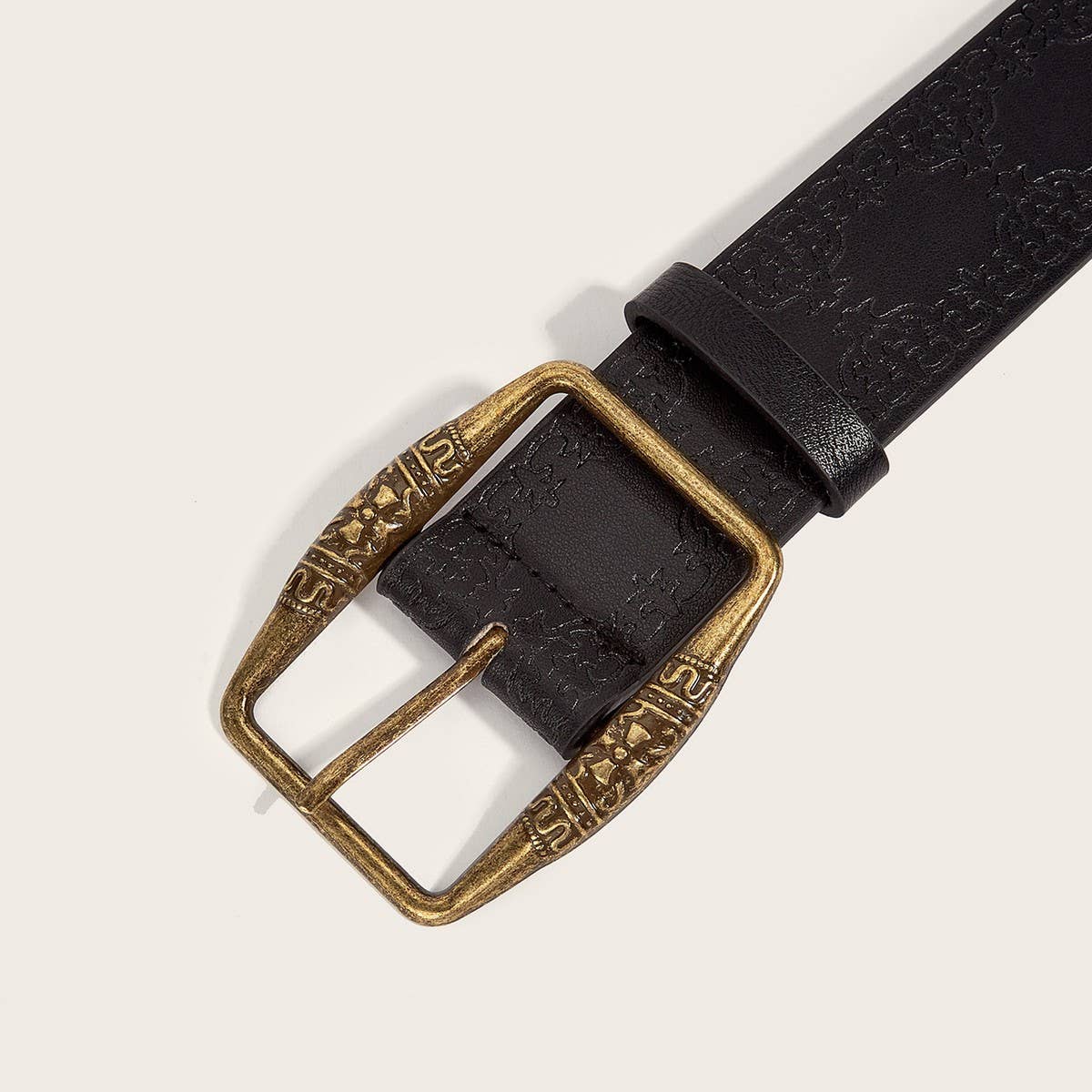 CWABE0555_VINTAGE IMITATION LEATHER SQUARE BUCKLE BELT