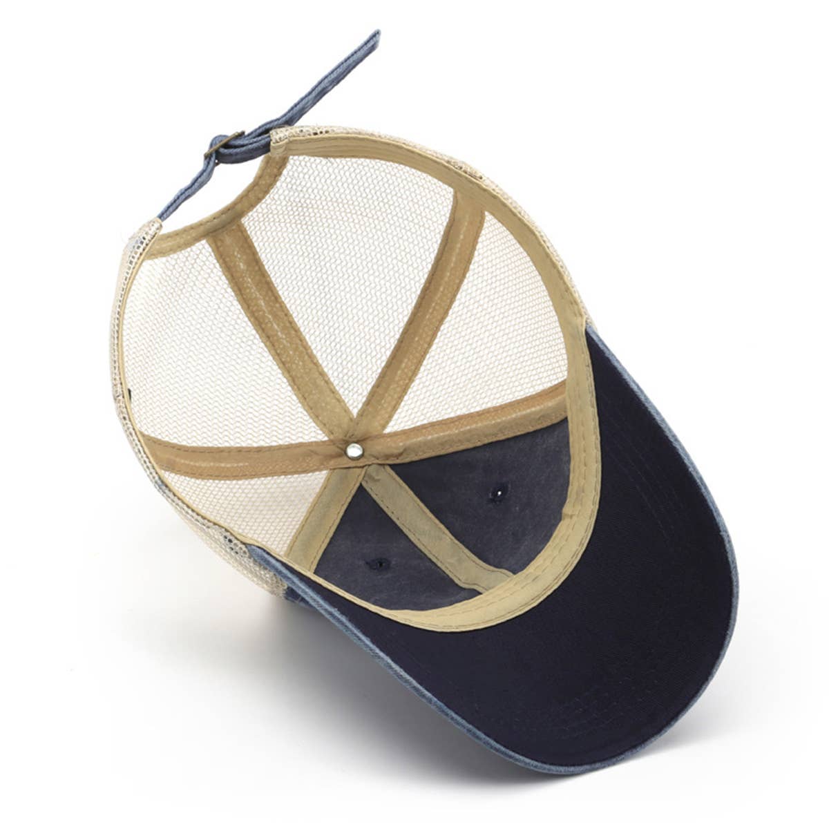 Washed Cotton Denim Mesh Cap Breathable Sun Hat_CWAH1281