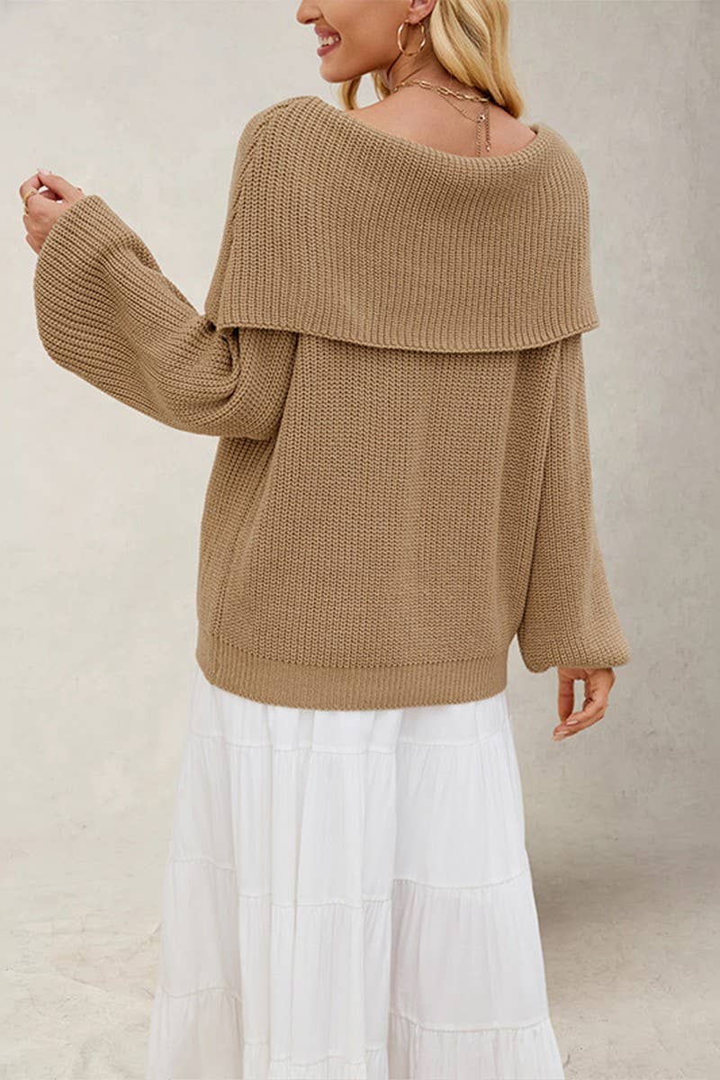 CWOSWL7015_LOOSE KNITTED BOAT NECK PULLOVER SWEATER