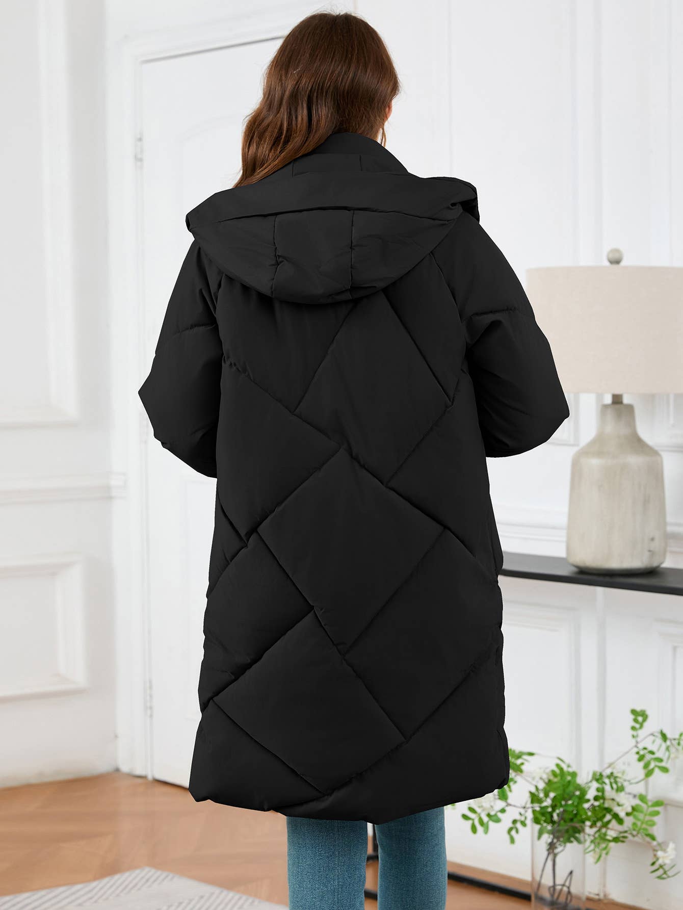 Cap keep warm medium length cotton-padded coat