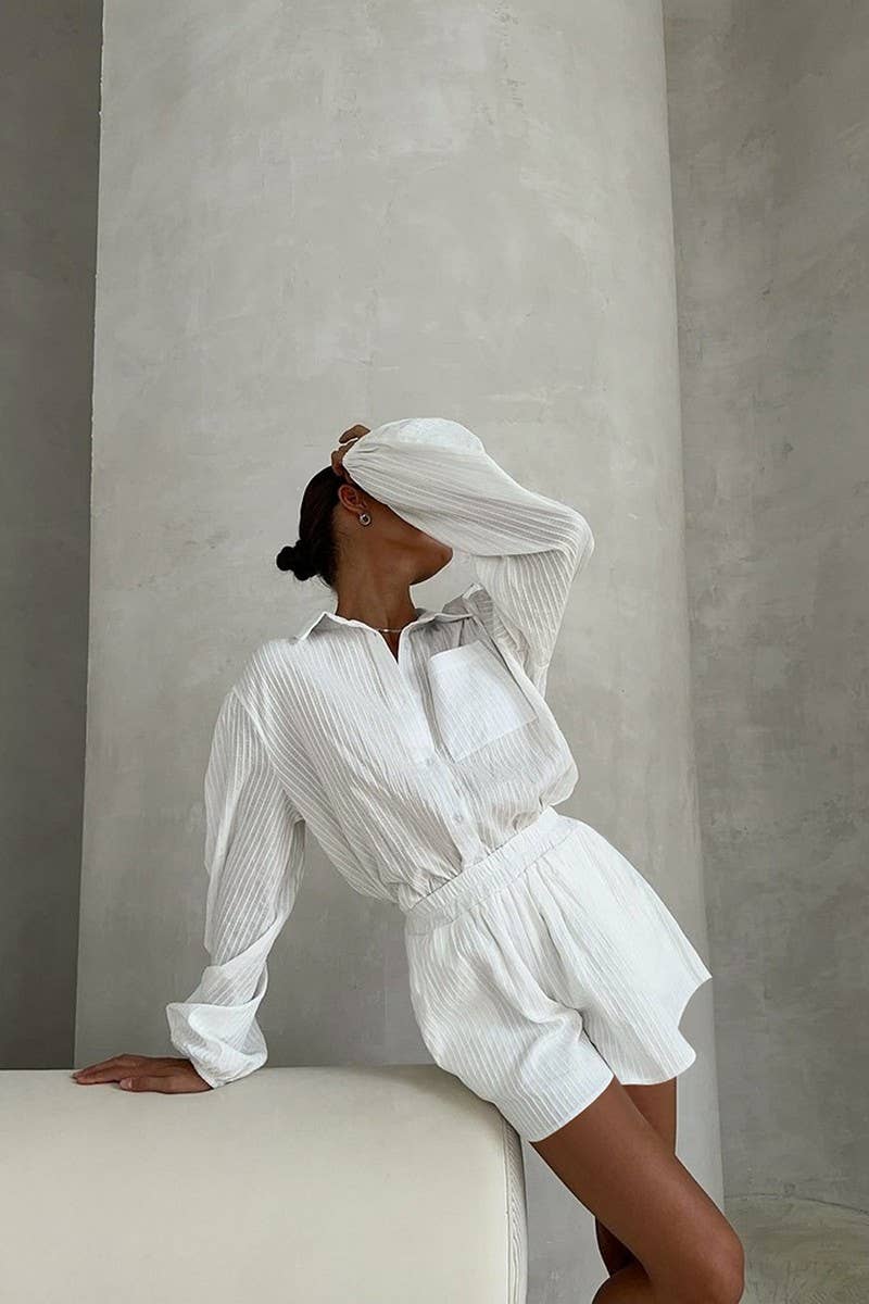 CWSPJ0310_COTTON LANTERN SLEEVE SHORTS PAJAMA SET