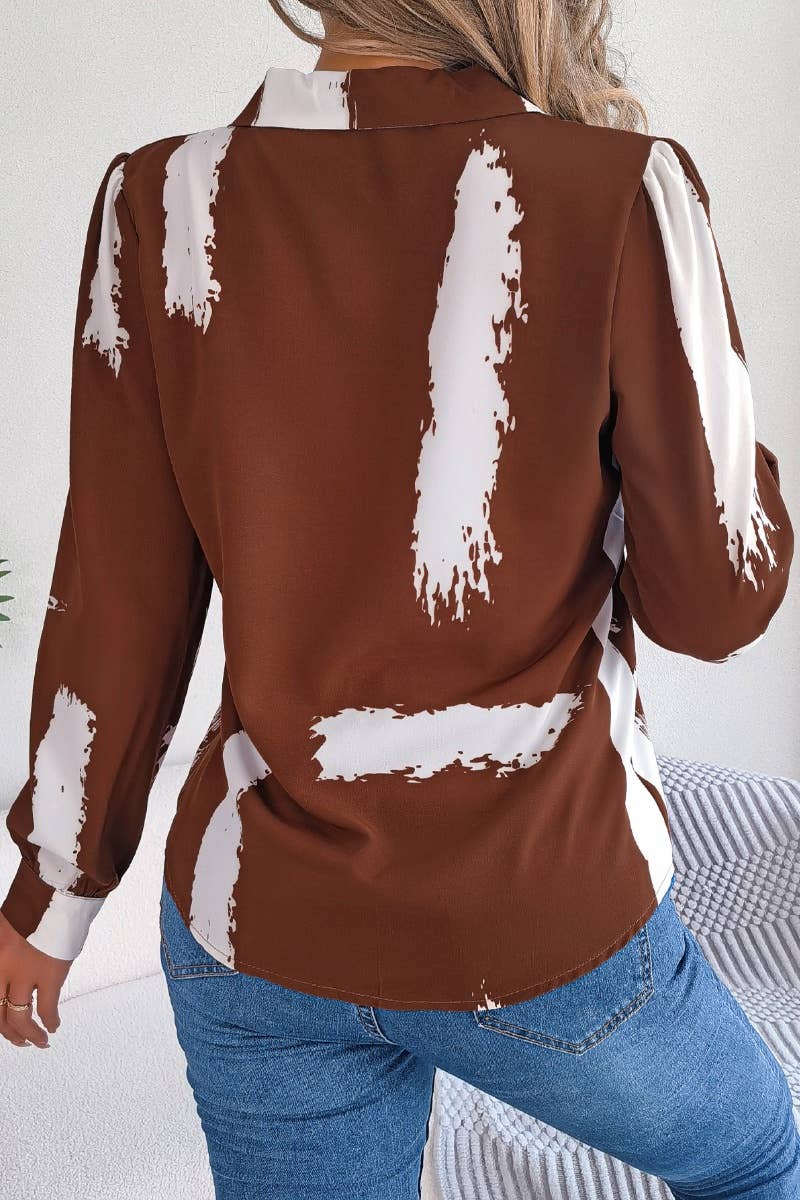 CWTSTL2131_COLOR CONTRAST LAPEL LONG SLEEVE SHIRT TOP