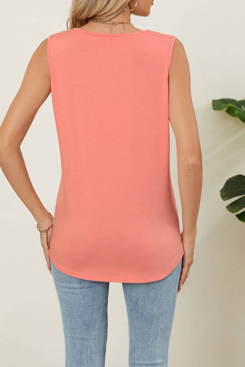CWTTSL0310_UMMER SOLID COLOR ROUND NECK LOOSE SLEEVELESS VES