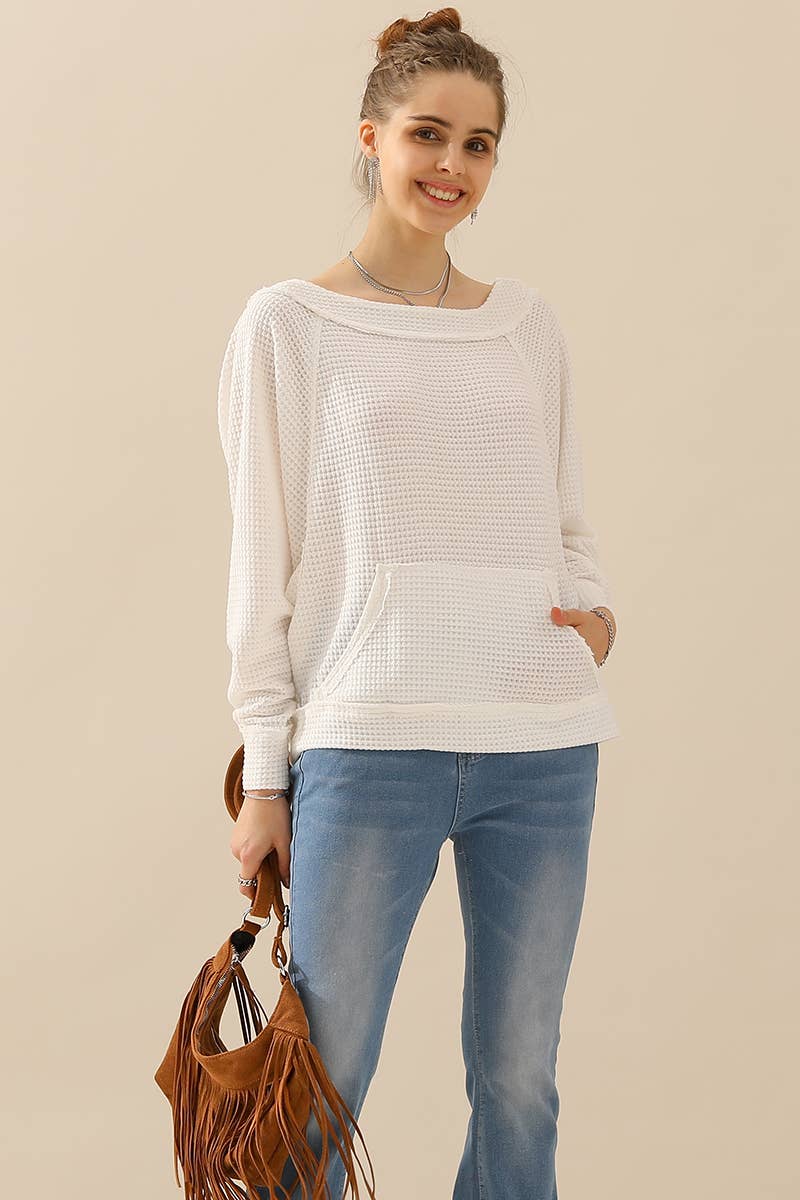 CWTTL1498_BOAT NECK POCKETED PULLOVER SWEATER KNIT TOP