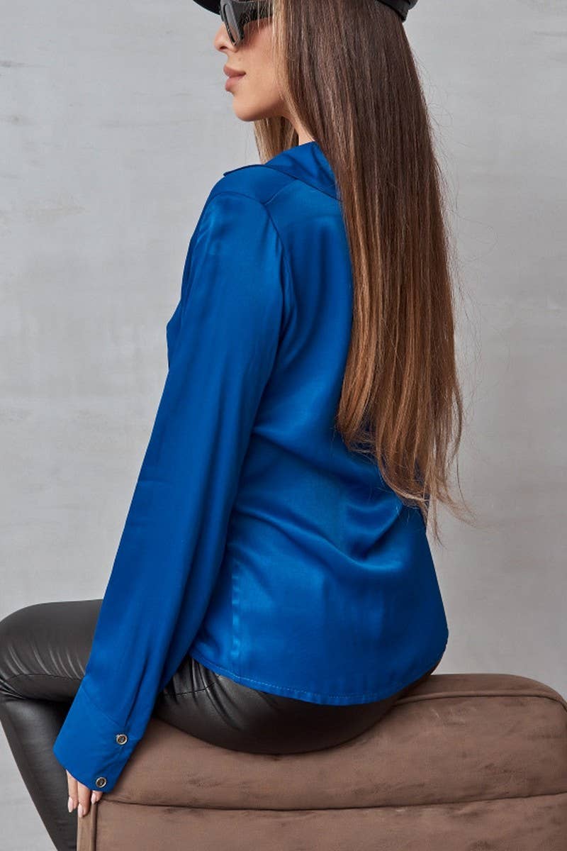 CWTBLL3697_SPRING AND AUTUMN PURE COLOR ELEGANT SHIRT